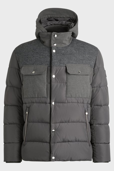 Boss Logolu Regular Fit Su İtici Çıkarılabilir Kapüşonlu Erkek Mont 50524358 030 GRİ - 5