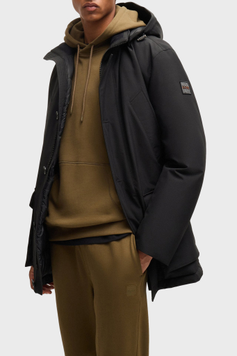 Boss Logolu Regular Fit Su İtici Kapüşonlu Erkek Mont 50499551 001 SİYAH - 1