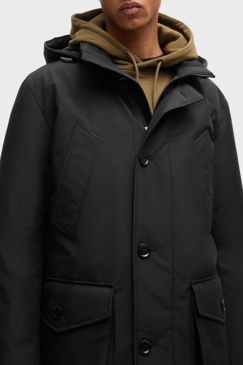 Boss Logolu Regular Fit Su İtici Kapüşonlu Erkek Mont 50499551 001 SİYAH - 10