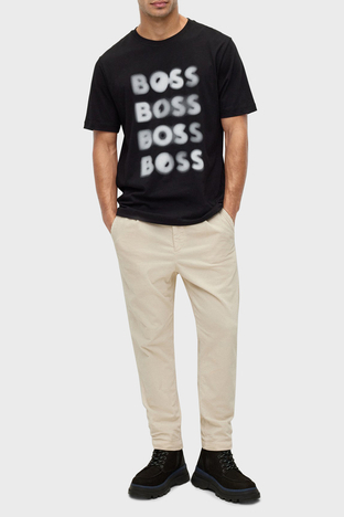 Boss - Boss Logolu Relaxed Fit Bisiklet Yaka % 100 Pamuk Erkek T Shirt 50478776 001 SİYAH (1)