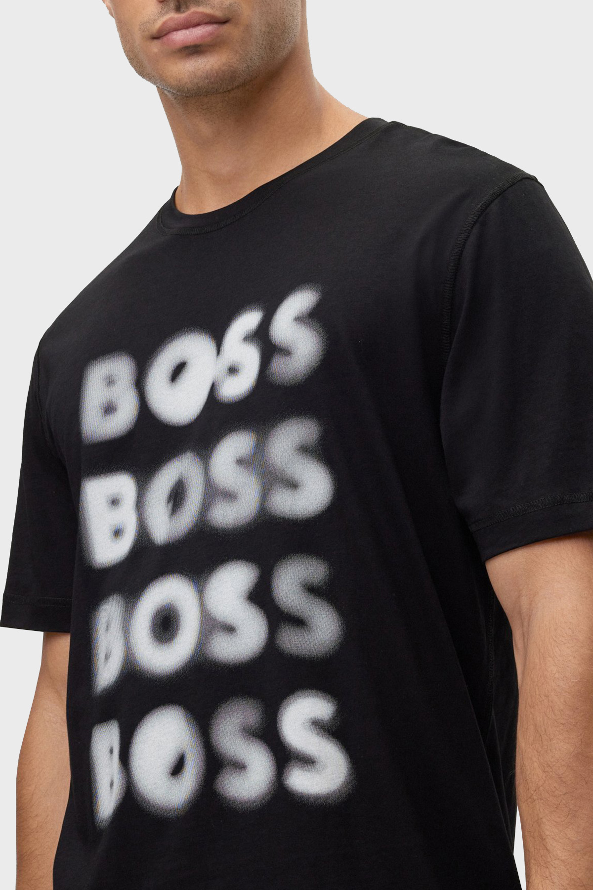Boss Logolu Relaxed Fit Bisiklet Yaka % 100 Pamuk Erkek T Shirt 50478776 001 SİYAH