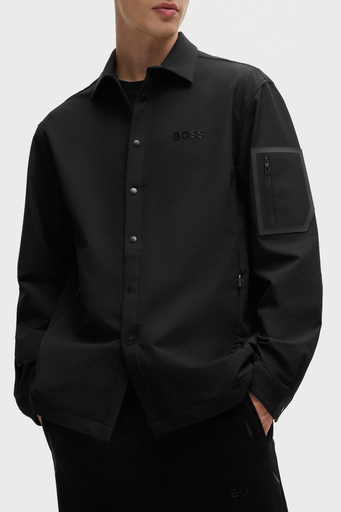 Boss Logolu Relaxed Fit Su İtici Erkek Gömlek 50525003 001 SİYAH - 1