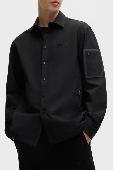 Boss Logolu Relaxed Fit Su İtici Erkek Gömlek 50525003 001 SİYAH - 1