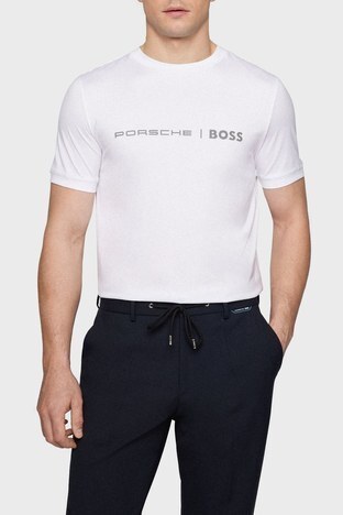 Boss - Boss Logolu Slim Fit Bisiklet Yaka % 100 Pamuk Erkek T Shirt 50466077 100 BEYAZ
