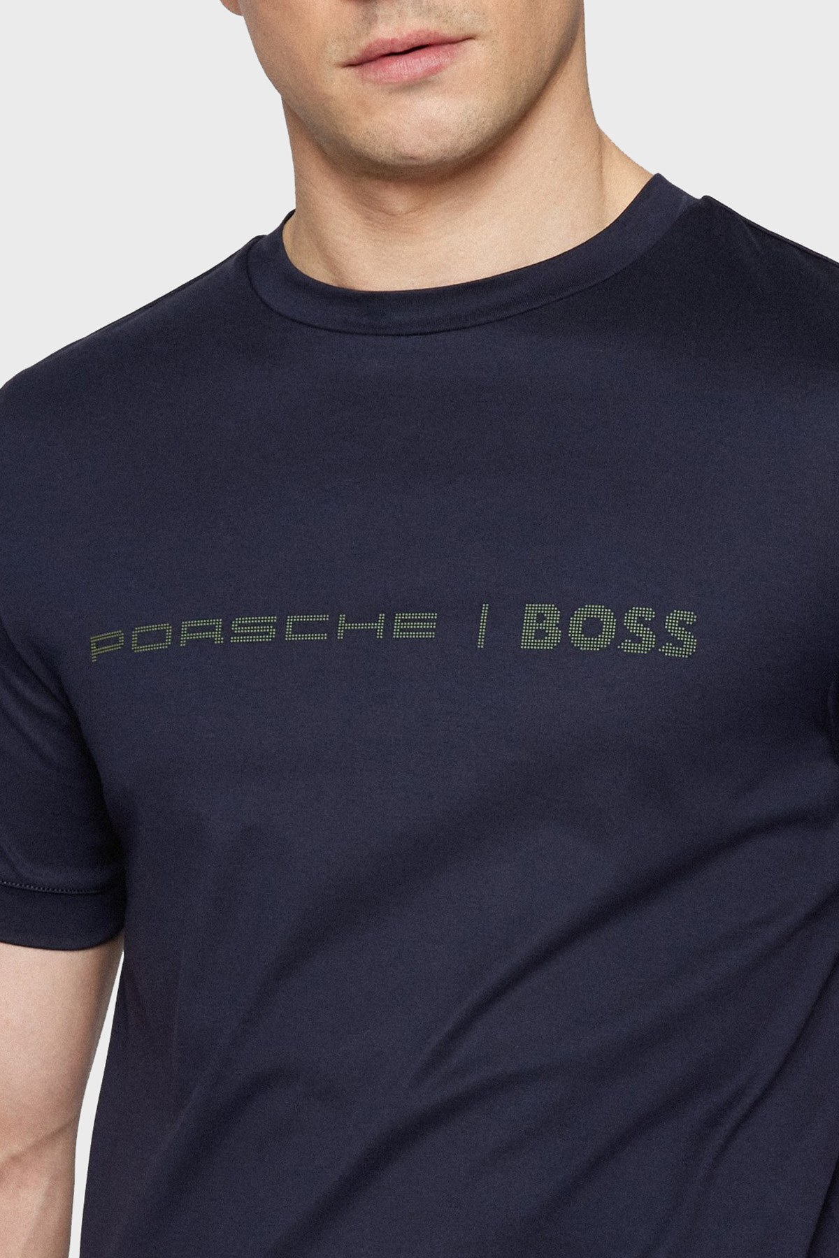 Boss Logolu Slim Fit Bisiklet Yaka % 100 Pamuk Erkek T Shirt 50466077 404 LACİVERT