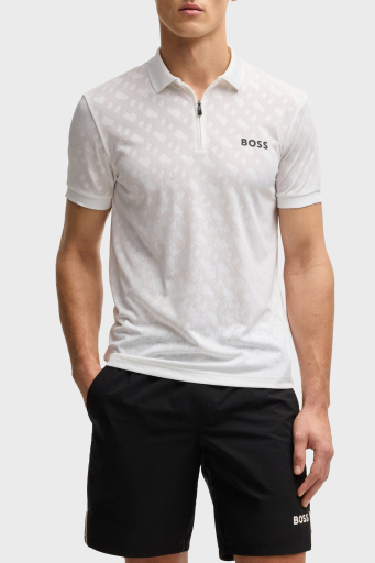 Boss Logolu Slim Fit Yarım Fermuarlı Erkek Polo Yaka T Shirt 50538106 100 BEYAZ - 1