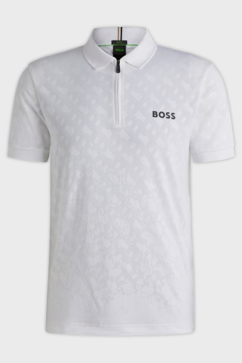 Boss Logolu Slim Fit Yarım Fermuarlı Erkek Polo Yaka T Shirt 50538106 100 BEYAZ - 5