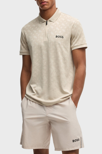 Boss Logolu Slim Fit Yarım Fermuarlı Erkek Polo Yaka T Shirt 50538106 284 BEJ - 1