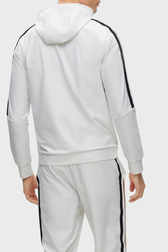 Boss Logolu Streç Jarseden Fermuarlı Kapüşonlu Regular Fit Erkek Sweat 50490646 100 BEYAZ - 3