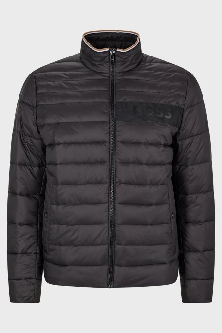 Boss Logolu Su Tutmaz Dik Yaka Regular Fit Şişme Erkek Mont 50464308 001 SİYAH - 6
