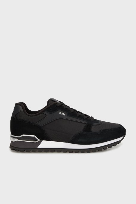 Boss Logolu Süet Detaylı Sneaker Erkek Ayakkabı 50523221 004 SİYAH - 1
