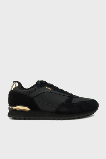 Boss Logolu Süet Detaylı Sneaker Erkek Ayakkabı 50523221 007 SİYAH - 1