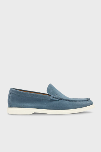 Boss Logolu Süet Loafer Erkek Ayakkabı 50543083 460 MAVİ - 1