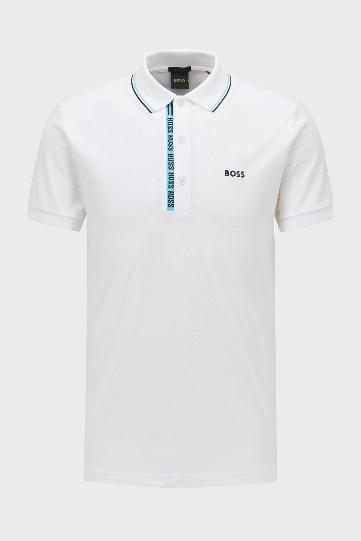 Boss Marka Logolu % 100 Pamuk Düğmeli Slim Fit T Shirt Erkek Polo 50469391 100 BEYAZ