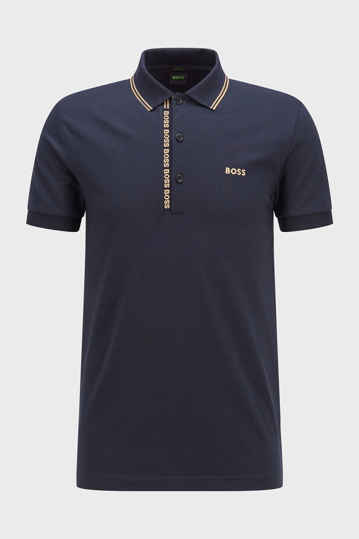 Boss Marka Logolu % 100 Pamuk Düğmeli Slim Fit T Shirt Erkek Polo 50469391 403 LACİVERT