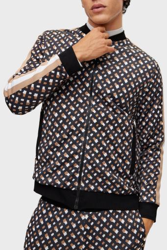 Boss Monogram Baskılı Fermuarlı Regular Fit Cepli Erkek Sweat 50485581 001 SİYAH - 1