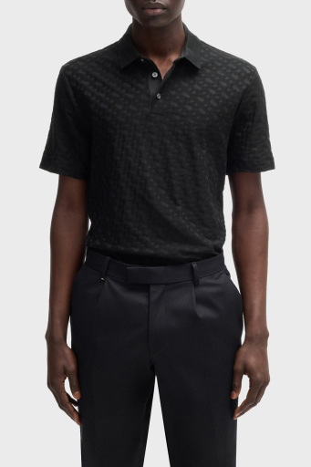 Boss Monogram Logo Baskılı Regular Fit Düğmeli Erkek Polo Yaka T Shirt 50537132 001 SİYAH - 6