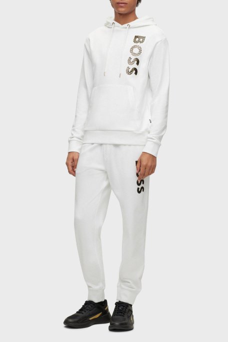 Boss Monogram Logolu Kapüşonlu Regular Fit % 100 Pamuk Erkek Sweat 50481746 100 BEYAZ - 8