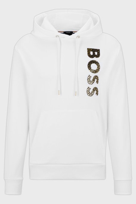 Boss Monogram Logolu Kapüşonlu Regular Fit % 100 Pamuk Erkek Sweat 50481746 100 BEYAZ - 10