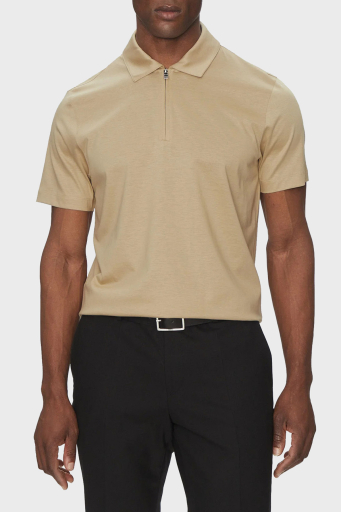 Boss Pamuk Karışımlı Regular Fit Yarım Fermuarlı Erkek Polo Yaka T Shirt 50537954 275 BEJ - 6