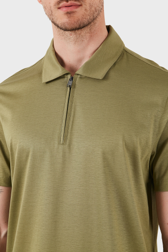 Boss Pamuk Karışımlı Regular Fit Yarım Fermuarlı Polo Yaka Erkek T Shirt 50537954 311 HAKİ - 10