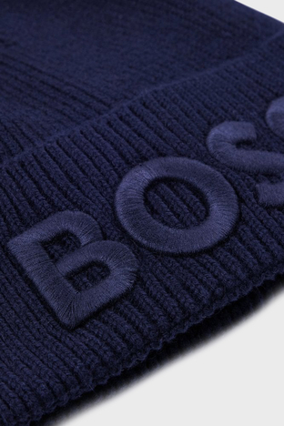 Boss - Boss Pamuk ve Yün Karışımlı 3D Logolu Erkek Bere 50476440 404 LACİVERT (1)