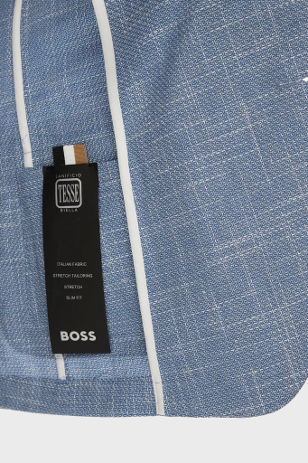 Boss Pamuk ve Yün Karışımlı Slim Fit Blazer Erkek Ceket 50514665 423 SAKS - 7