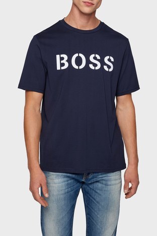 Boss - Boss Pamuklu Baskılı Relaxed Fit Bisiklet Yaka Erkek T Shirt 50465250 404 LACİVERT