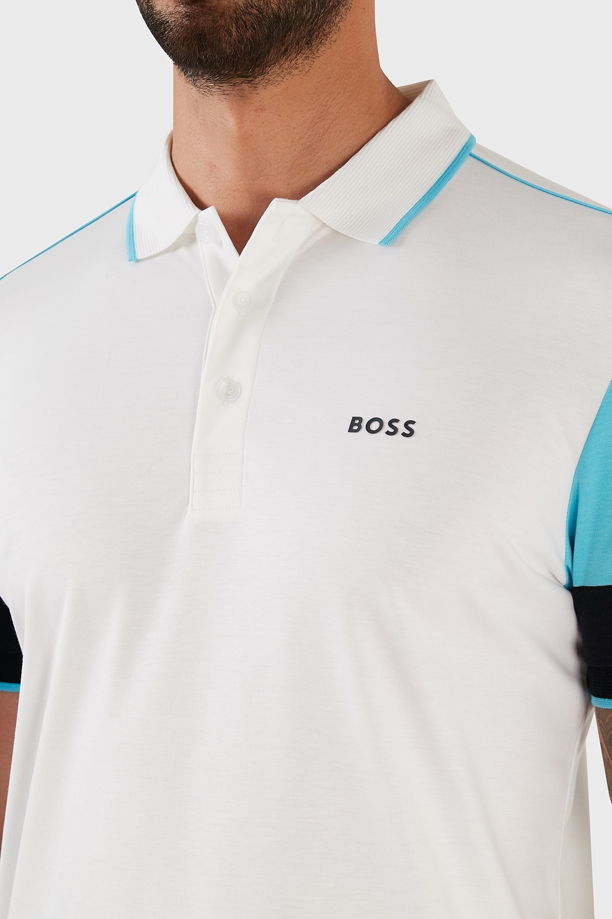 Boss Pamuklu Blok Kollu Regular Fit Erkek Polo T Shirt 50473840 100 BEYAZ