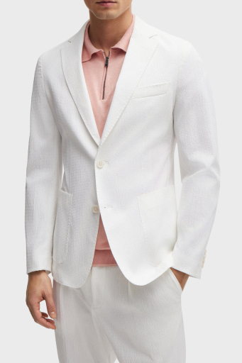 Boss Pamuklu Gofre Slim Fit Blazer Erkek Ceket 50514667 100 BEYAZ - 1