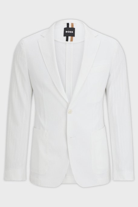 Boss Pamuklu Gofre Slim Fit Blazer Erkek Ceket 50514667 100 BEYAZ - 6