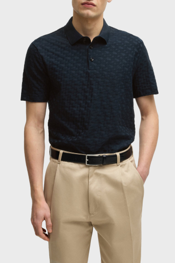 Boss Monogram Logo Baskılı Regular Fit Düğmeli Erkek Polo Yaka T Shirt 50537132 404 LACİVERT - 1
