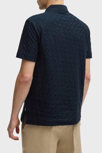 Boss Monogram Logo Baskılı Regular Fit Düğmeli Erkek Polo Yaka T Shirt 50537132 404 LACİVERT - 2