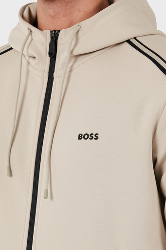 Boss Pamuklu Logolu Regular Fit Kapüşonlu Erkek Sweat 50523912 271 BEJ - 7