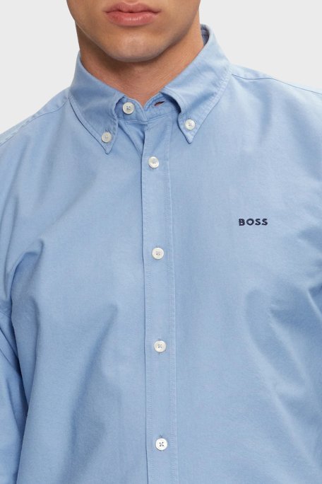Boss Pamuklu Logolu Slim Fit Erkek Gömlek 50521996 450 MAVİ - 4