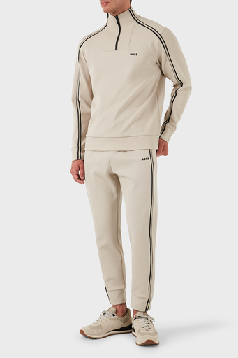 Boss Pamuklu Logolu Slim Fit Yarım Fermuarlı Dik Yaka Erkek Sweat 50523911 271 BEJ - 3