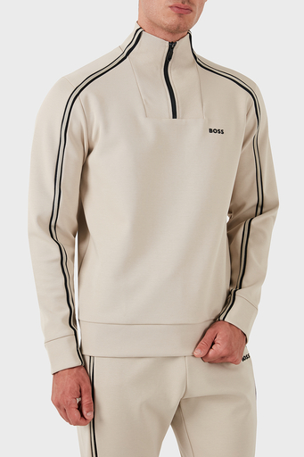 Boss Pamuklu Logolu Slim Fit Yarım Fermuarlı Dik Yaka Erkek Sweat 50523911 271 BEJ - 10