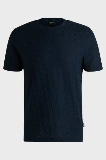 Boss Pamuklu Monogram Logo Baskılı Regular Fit Bisiklet Yaka Erkek T Shirt 50537131 404 LACİVERT - 5