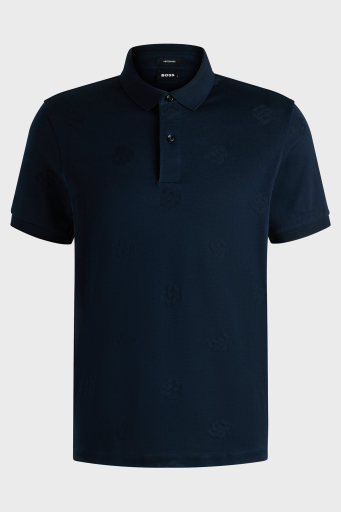 Boss Pamuklu Monogram Logo Baskılı Regular Fit Düğmeli Erkek Polo Yaka T Shirt 50532765 404 LACİVERT - 10