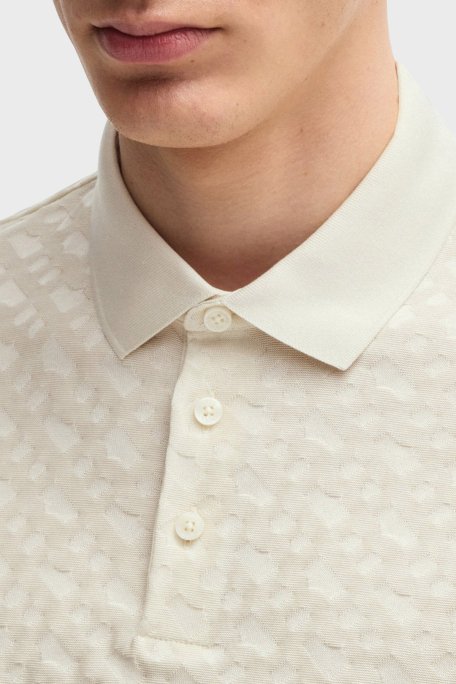 Boss Pamuklu Monogram Logo Baskılı Regular Fit Düğmeli Erkek Polo Yaka T Shirt 50537132 131 BEJ - 4