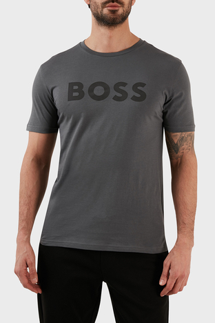 Boss - Boss Pamuklu Regular Fit Bisiklet Yaka Erkek T Shirt 50481923 023 ANTRASİT