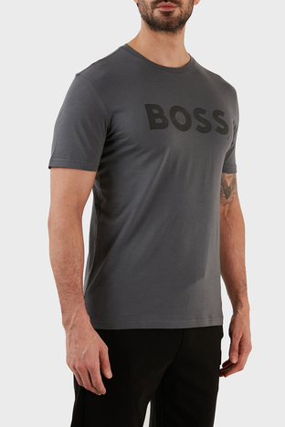 Boss - Boss Pamuklu Regular Fit Bisiklet Yaka Erkek T Shirt 50481923 023 ANTRASİT (1)