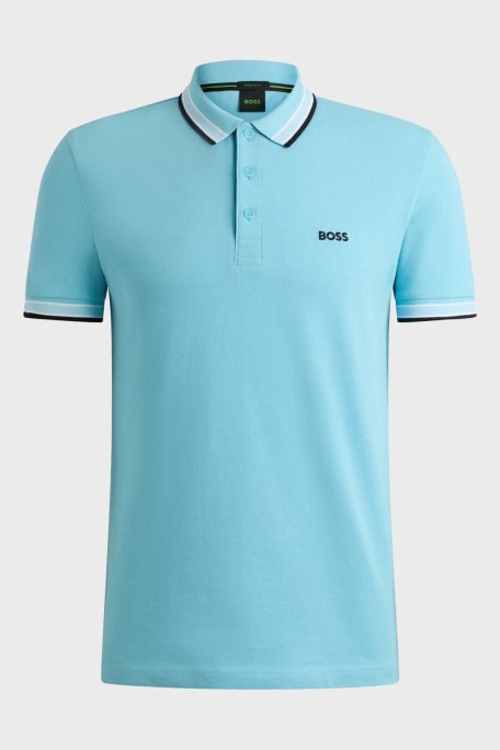 Boss Pamuklu Regular Fit Düğmeli Erkek Polo Yaka T Shirt 50469055 527 AÇIK MAVİ - 4