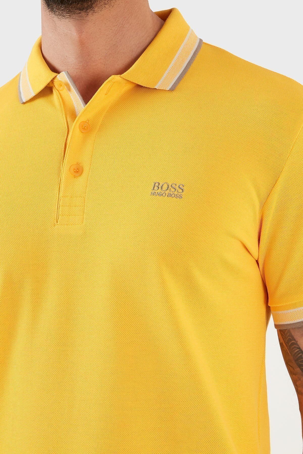 Boss Pamuklu Regular Fit Düğmeli T Shirt Erkek Polo 50398302 747 SARI