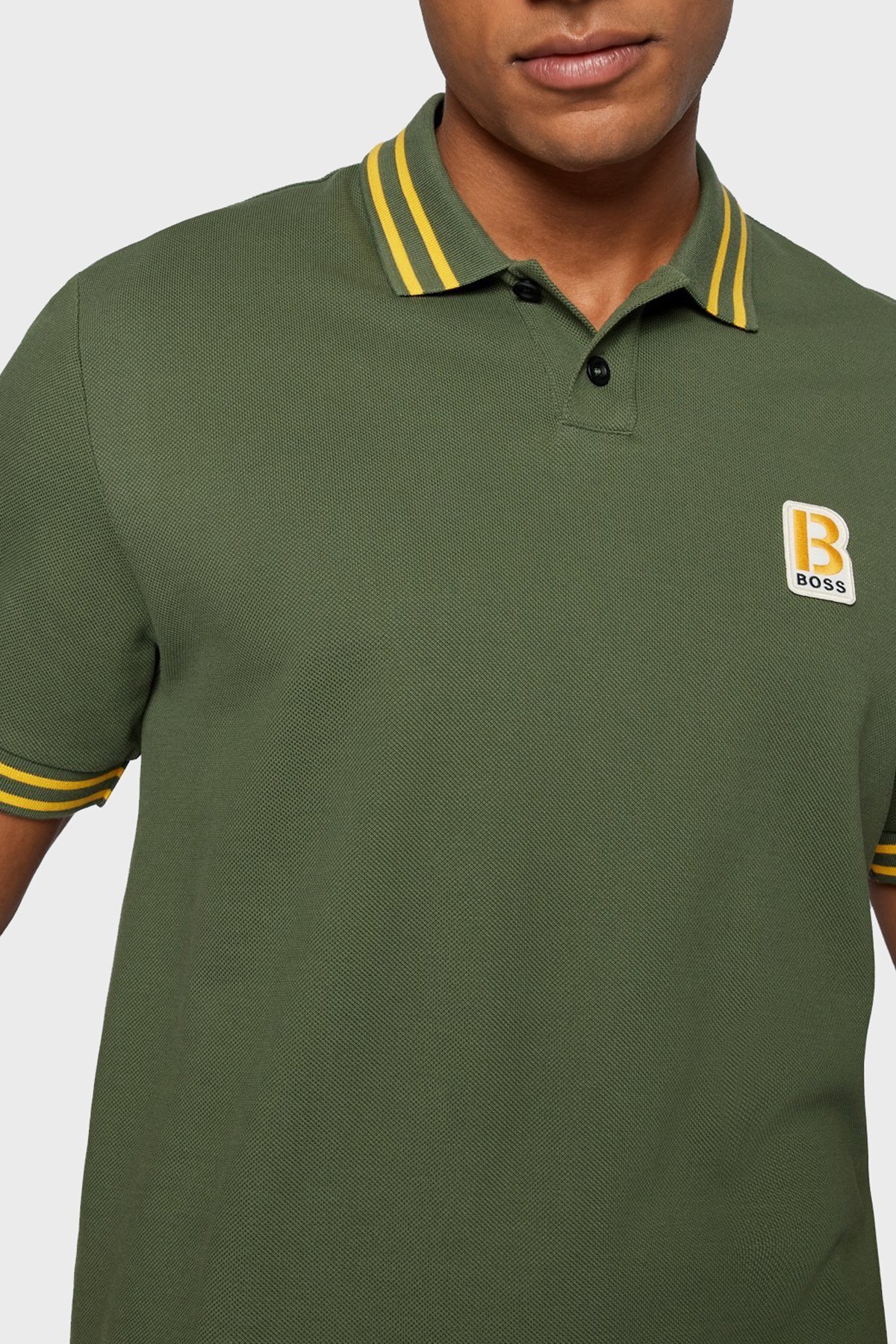 Boss Pamuklu Regular Fit Düğmeli T Shirt Erkek Polo 50462538 360 HAKİ