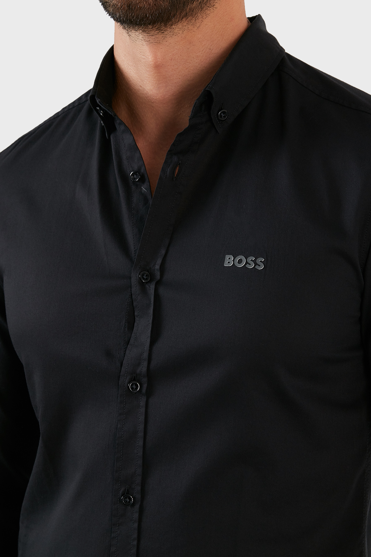 Boss Pamuklu Regular Fit Düğmeli Yaka Erkek Gömlek 50477280 001 SİYAH