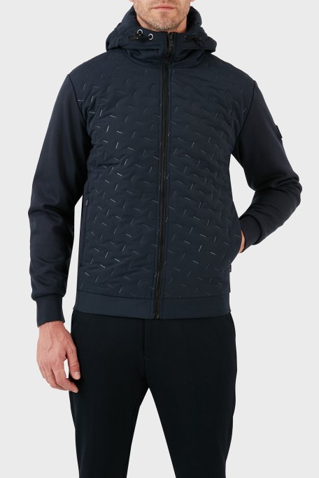 Boss Pamuklu Regular Fit Fermuarlı Kapüşonlu Erkek Sweat 50494276 404 LACİVERT - 1
