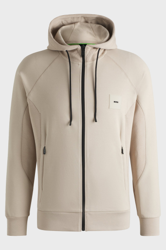 Boss Pamuklu Regular Fit Kapüşonlu Fermuarlı Erkek Sweat 50537204 284 KREM - 5