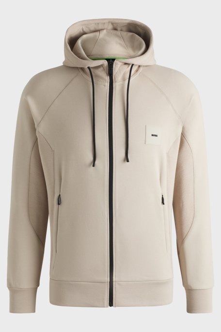 Boss Pamuklu Regular Fit Kapüşonlu Fermuarlı Erkek Sweat 50537204 284 KREM - 5