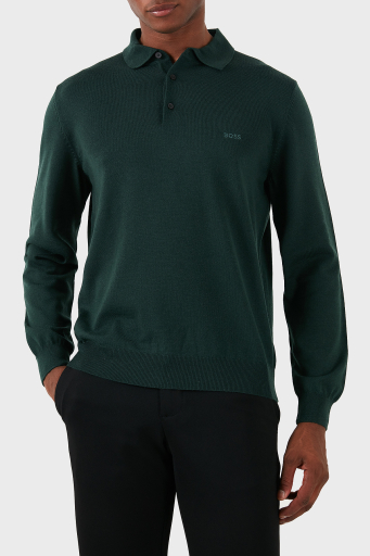 Boss % 100 Pamuk Regular Fit Polo Yaka Erkek Kazak 50476357 385 YEŞİL - 7